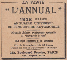 L'Annual Annuaire Universel De L'Industrie Automobile - 1929 Vintage Ad - Advertising