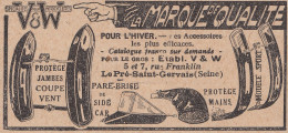 V & W Specialites Pour Motocyclettes - 1929 Vintage Advertising Pubblicità - Advertising
