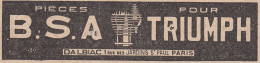 Dalbiac Paris - Pieces Pour B.S.A. Triumph - 1929 Vintage Advertising - Publicités