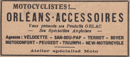 Motocyclistes... Orléans Accessoires - 1929 Vintage Advertising Pubblicità - Publicités