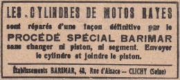 BARIMAR Clichy - Motos Rayes - 1929 Vintage Advertising - Pubblicità Epoca - Publicités