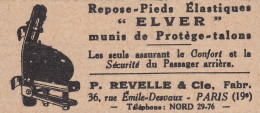 Repose-Pieds élastiques ELVER - 1929 Vintage Advertising - Pubblicità - Advertising