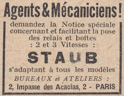 STAUB - Burreaux Et Ateliers Paris - 1929 Vintage Advertising - Pubblicità - Advertising