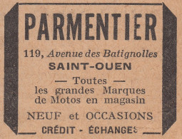 PARMENTIER - St-Ouen - 1929 Vintage Advertising - Pubblicità Epoca - Publicités