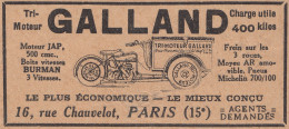 Tri-Moteur GALLAND - 1929 Vintage Advertising - Pubblicità Epoca - Publicités