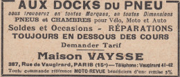 Aux Docks Du Pneu - Maison VAYSSE - Paris - 1929 Vintage Advertising - Advertising