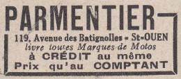 PARMENTIER - St-Ouen - 1931 Vintage Advertising - Pubblicità Epoca - Advertising