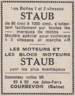 Moteurs Et Blocs Moteurs STAUB - 1931 Vintage Advertising - Pubblicità  - Publicités