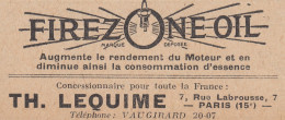 Firezon Oil - Th. Lequime - Paris - 1930 Vintage Advertising - Pubblicità - Advertising