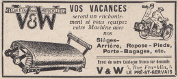 V & W Specialites Pour Motocyclettes - 1930 Vintage Advertising Pubblicità - Publicités