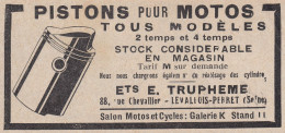 Pistons Pour Motos - E. Trupheme - 1930 Vintage Advertising - Pubblicità - Publicités