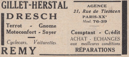 Gillet-Herstal - Dresch - Cyclecars REMY - 1930 Vintage Advertising  - Advertising