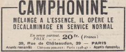 CAMPHONINE - 1930 Vintage Advertising - Pubblicità Epoca - Advertising