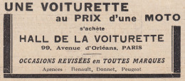 Hall De La Voiturette - Paris - 1930 Vintage Advertising - Pubblicità - Advertising