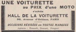 Hall De La Voiturette - Paris - 1930 Vintage Advertising - Pubblicità - Publicités