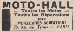 MOTO HALL - Paris - 1930 Vintage Advertising - Pubblicità Epoca - Publicités
