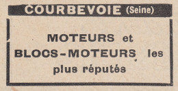 Courbevoie - Moteurs Et Block-Moteurs - 1930 Vintage Advertising - Publicités