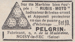 Rubis Moto - Pelgrin - Noisy-le-Sec - 1930 Vintage Advertising  Pubblicità - Publicités