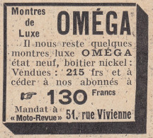 Montres De Luxe OMEGA - 1930 Vintage Advertising - Pubblicità Epoca - Publicités