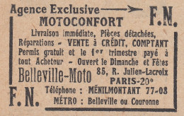 Motoconfort Agence Exclusive F.N. - 1930 Vintage Advertising - Pubblicità - Advertising