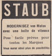 STAUB Modernisez Vos Motos Avec Une Boite De Vitesses - 1930 Vintage Ad - Advertising