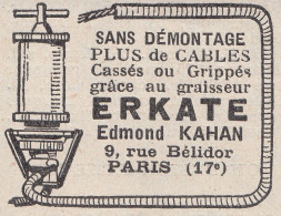 Graisseur ERKATE - Edmon Kahan - Paris - 1930 Vintage Advertising  - Advertising