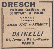 Dresch - Dainelli - Paris - 1930 Vintage Advertising - Pubblicità Epoca - Advertising