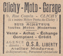 Clichy - Moto - Garage - 1930 Vintage Advertising - Pubblicità Epoca - Publicités