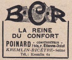 BCR La Reine Du Confort - Poinard - 1930 Vintage Advertising - Pubblicità - Publicités