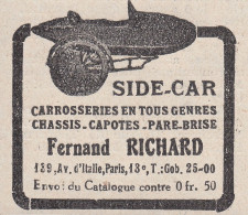 Sidecar Fernand RICHARD - 1930 Vintage Advertising - Pubblicità Epoca - Advertising