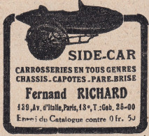 Sidecar Fernand RICHARD - 1930 Vintage Advertising - Pubblicità Epoca - Publicités