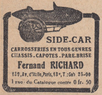 Sidecar Fernand RICHARD - 1930 Vintage Advertising - Pubblicità Epoca - Advertising