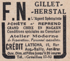 Gillet - Herstal - F.N. - Latscha - 1930 Vintage Advertising - Pubblicità - Advertising