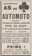 AS De AUTOMOTO - Levallois - 1930 Pubblicità Epoca - Vintage Advertising - Publicités