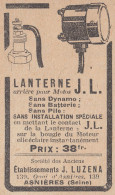 Lanterne Pour Motos J.L. - 1930 Pubblicità Epoca - Vintage Advertising - Publicités