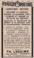 FIREZONE OIL - Th. Lequime Paris - 1930 Pubblicità - Vintage Advertising - Advertising