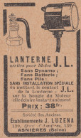 Lanterne Pour Motos J.L. - 1930 Pubblicità Epoca - Vintage Advertising - Publicités