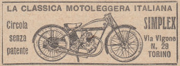SIMPLEX Motoleggera Italiana - 1930 Pubblicità Epoca - Vintage Advertising - Publicités