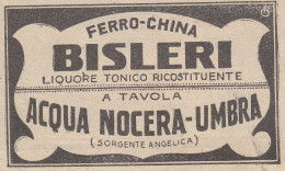 Ferro China BISLERI - Acqua Nocera Umbra - 1930 Pubblicità - Vintage Ad - Advertising