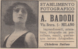 Stabilimento Fotografico A. BADODI Milano - 1930 Pubblicità - Vintage Ad - Publicités