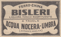 Ferro China BISLERI - Acqua Nocera Umbra - 1930 Pubblicità - Vintage Ad - Advertising