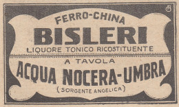 Ferro China BISLERI - Acqua Nocera Umbra - 1930 Pubblicità - Vintage Ad - Advertising