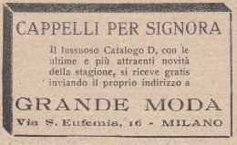 Grande Moda - Cappelli Per Signora - 1930 Pubblicità - Vintage Advertising - Publicités