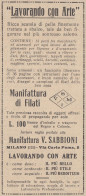 Manifattura V. Sabbioni - Milano - 1930 Pubblicità - Vintage Advertising - Publicités