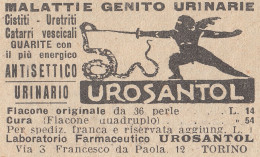 UROSANTOL Aintisettico Urinario - 1930 Pubblicità - Vintage Advertising - Publicités
