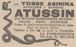 ATUSSIN Istituto Sieroterapico Milanese - 1930 Pubblicità - Vintage Ad - Advertising