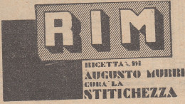 RIM Dott. Murri Cura Stitichezza - 1930 Pubblicità - Vintage Advertising - Publicités