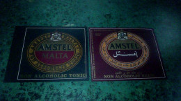 Lot  Etiquette De Bière X2 Amstel Malta Tonic  & Amstel ? Sans Alcool Destinées à L'exportation - Birra