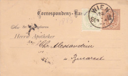 AUSTRIA, 1883 WIEN APOTHEKER TO BUCHAREST Postal Stationery - Tarjetas