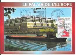 67 STRASBOURG Le Palais De L'Europe Péniche Avec Le Timbre - Strasbourg